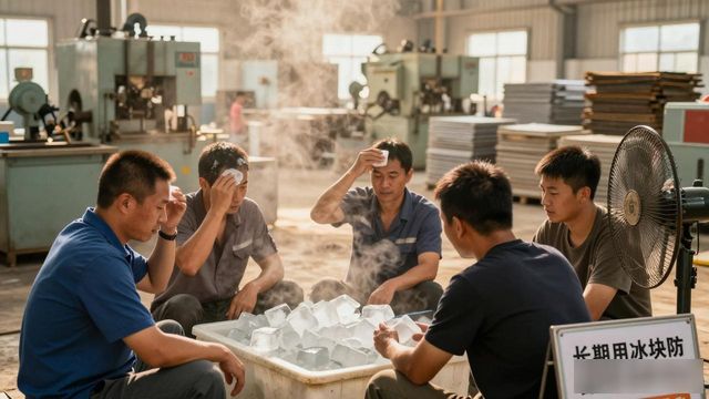 车间高温不用愁 蔡甸防暑降温冰块成了工人的救命凉方